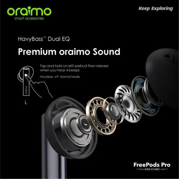 Oraimo Freepods Pro ANC True Wireless Earbuds E108D 3 Oraimo Freepods Pro ANC True Wireless Earbuds E108D - Image 3