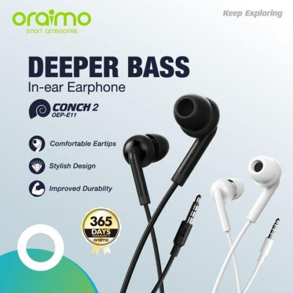 Oraimo Conch 2 In-Ear Wired Headphones - OEP-E11 Earphones - Image 5