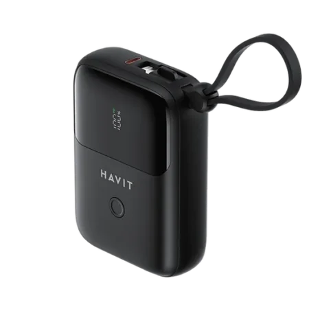 Havit PB5215 10,000mAh 20w Mini Power bank with in-built Lighting & Type C Cables