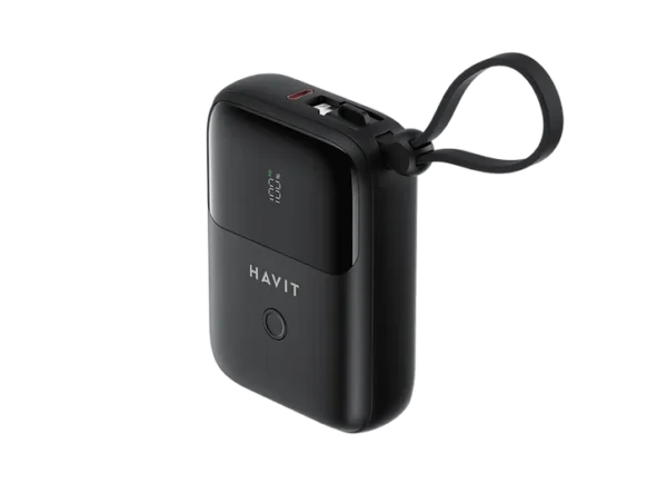 Havit PB5215 10,000mAh 20w Mini Power bank with in-built Lighting & Type C Cables