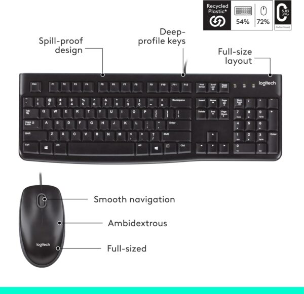 Logitech MK120 USB Wired Keyboard and Mouse Combo - Image 4