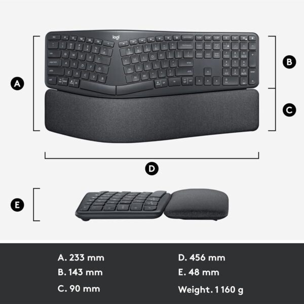 Logitech ERGO K860 Wireless Ergonomic Qwerty Keyboard - Image 3