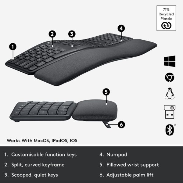 Logitech ERGO K860 Wireless Ergonomic Qwerty Keyboard - Image 10