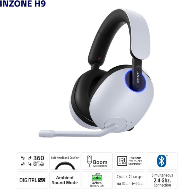Sony WH-G900N Inzone H9 Wireless Noise Cancelling Gaming Headphones - Image 6