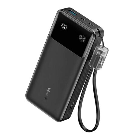 Anker 30W 20,000mAh High-Speed Power Bank with USB-C Cable Lanyard – A1384 – Black