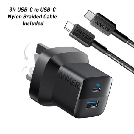 Anker 323 Charger 33w 2 Ports Charger with 3ft USB-C to USB-C cable B2331K11