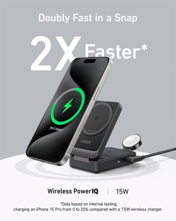 Anker MagGo Wireless Charging Station 15w Foldable 3-in-1 - Image 2