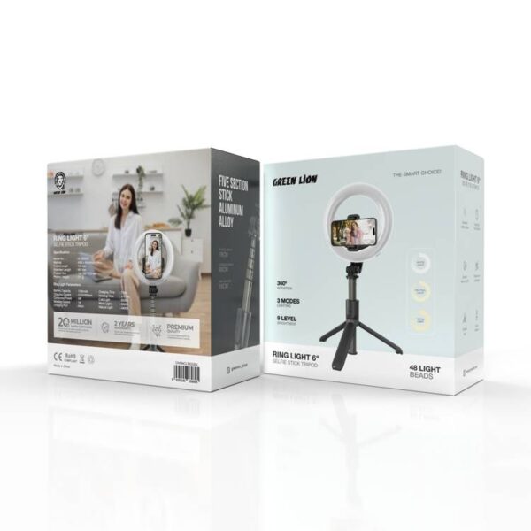 Green Lion 6'' Ring Light with Selfie stick Tripod - Image 3