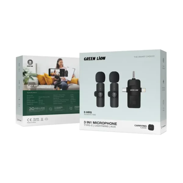 Green Lion 3 IN 1 Microphone Type-C / Lightning / Aux - Image 3