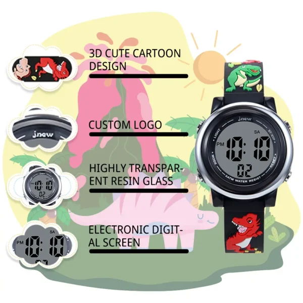 Waterproof Kids Watch with Calendars Digital Display Hand Watch with Alarm Luminous Cartoon Band for Babies - Image 5