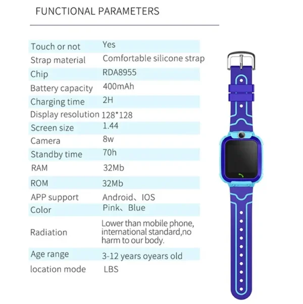 Q12 Kids Smart Watch With Sim Card Call IP67 Waterproof Sos Camera Smartwatch Phone GPS Tracker Watch for Children - Image 4