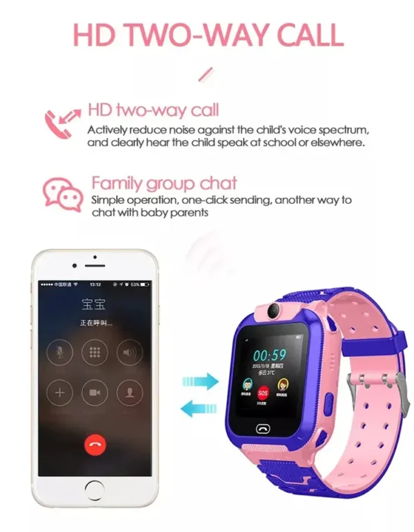 Q12 Kids Smart Watch With Sim Card Call IP67 Waterproof Sos Camera Smartwatch Phone GPS Tracker Watch for Children - Image 3