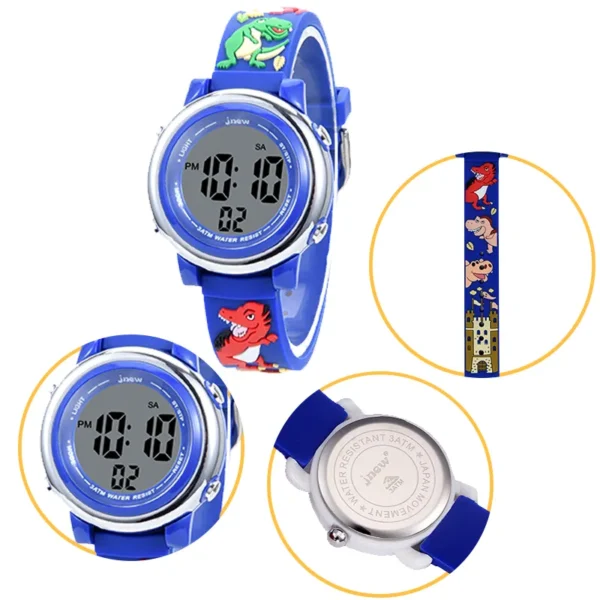 Waterproof Kids Watch with Calendars Digital Display Hand Watch with Alarm Luminous Cartoon Band for Babies - Image 3
