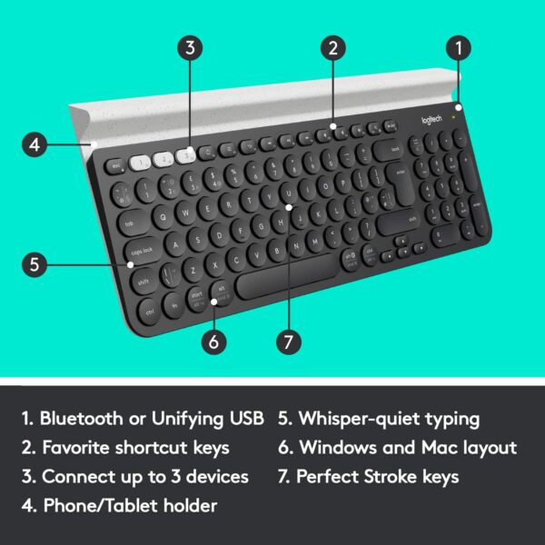 Logitech K780 Multi-Device Wireless Keyboard for Computer, Phone and Tablet - Image 5