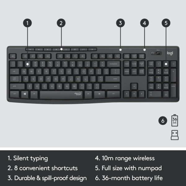 Logitech MK295 Wireless Mouse & Keyboard Combo with SilentTouch Technology - Image 8