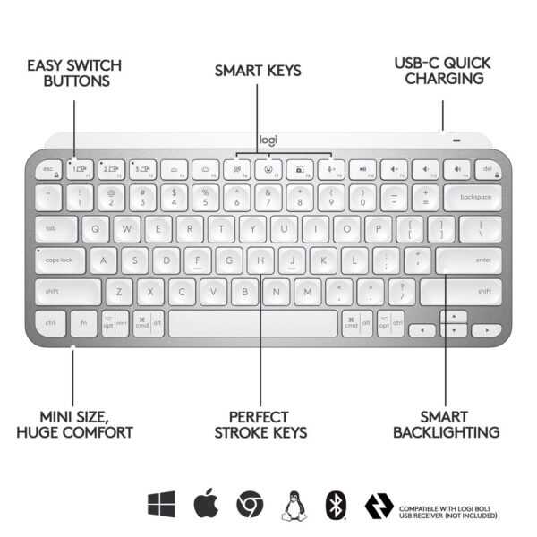 Logitech MX Mini for Mac Minimalist Wireless Illuminated Keyboard - Image 3