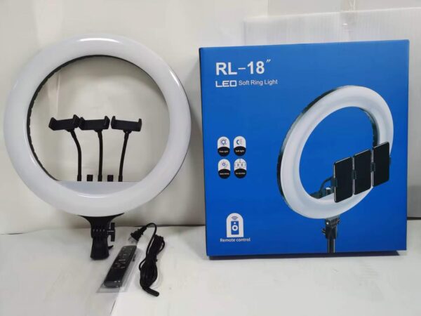 18 Inch Ring Light With Tripod Stand, 3 Phone holders, Remote & Bag - Image 5
