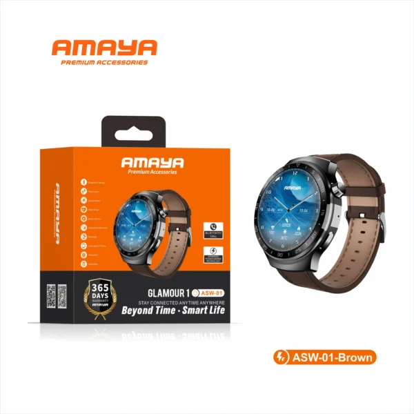 Amaya ASW-01 Glamour 1 Leather Smart Watch - Image 2
