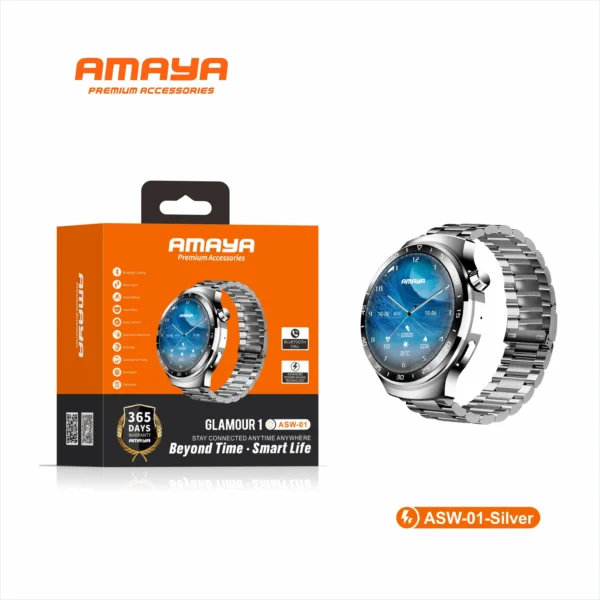 Amaya ASW-01 Glamour 1 Silver Metallic Smart watch - Image 2