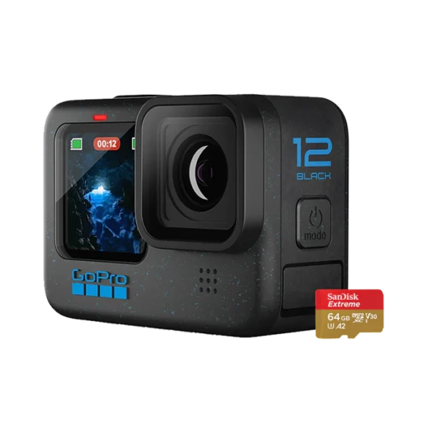 GoPro Hero 12 Black with Sandisk Extreme 64gb MicroSD Card & Travel Case