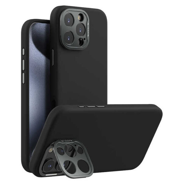 Nillkin Silicone Magnetic Wireless Charging case With Invisible Camera Kickstand Folding Stand Cover for Iphone 16 Pro Max