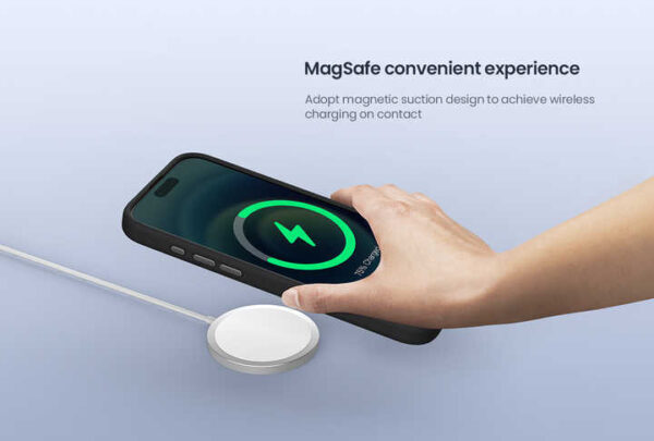 Nillkin Silicone Magnetic Wireless Charging case With Invisible Camera Kickstand Folding Stand Cover for Iphone 16 Pro Max - Image 4