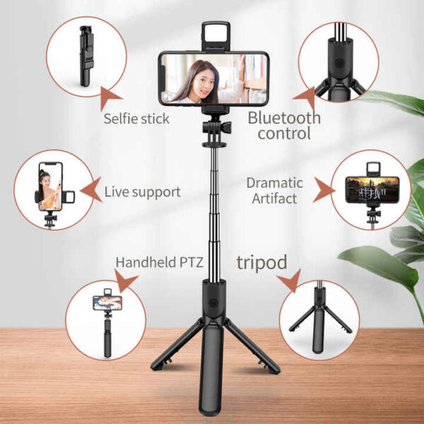 R1S Tripod 360 Rotating Bluetooth Portable Mini Selfie Stick - Image 2