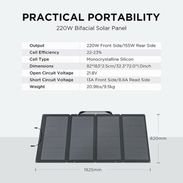 EcoFlow 220W Bifacial Portable Solar Panel (SOLAR220W) - Image 3