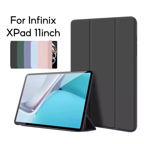 Infinix Xpad 11 Inch 2024 Soft PU Leather Trio-Fold Flip Stand Auto Wake up Cover Case