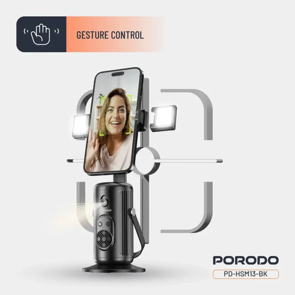 Porodo Face Tracking Smart Mount Gimbal (Black) - Image 5