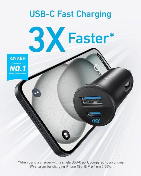 Anker 30W 2-Port USB-C and USB-A Car Charger – A2741H11 – Black - Image 2