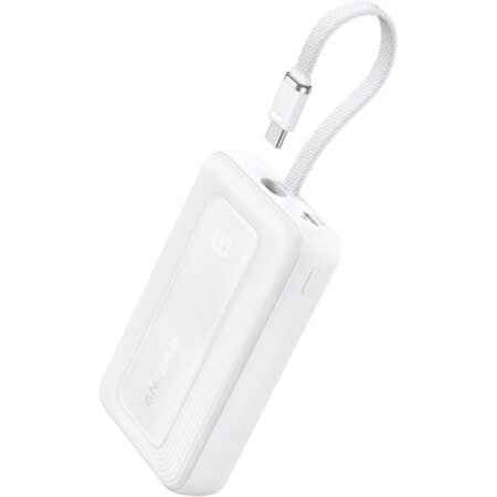 Anker Zolo 10,000mAh, 30W High Speed Power Bank with built in USB-C Cable – A1688H21 - White