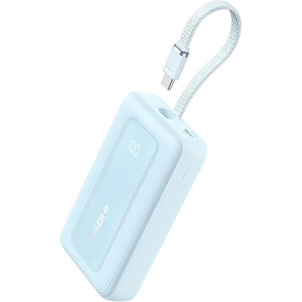 Anker Zolo 10,000mAh, 30W High Speed Power Bank with built in USB-C Cable – A1688H31 - Blue