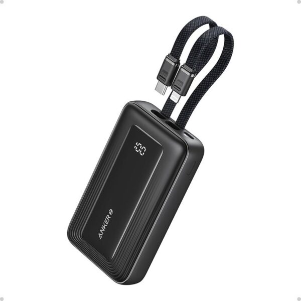 Anker Zolo 10,000 mAh, 30W High Speed Power Bank with Built-in USB-C and Lightning Cable - A1680H11 - Black