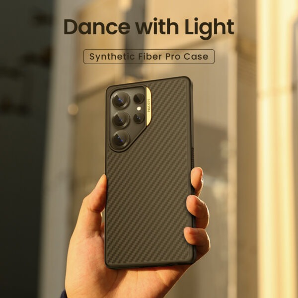 Nillkin Premium Aramid Synthetic Fiber Pro Magnetic case for S25 Ultra -Black, Green, Silver, Gold (Variations) - Image 2