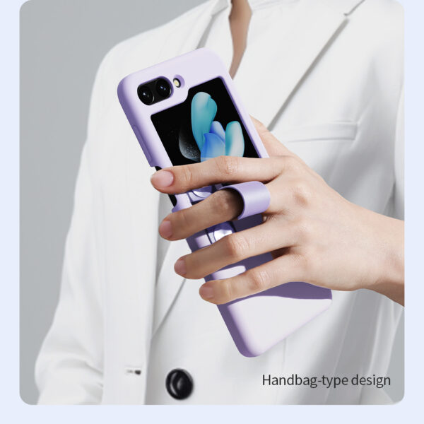 Nillkin Flex Flip with Strap Liquid Silicone case for Samsung Flip 5- Black.Peach, Purple, Green - Image 5