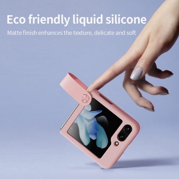 Nillkin Flex Flip with Strap Liquid Silicone case for Samsung Flip 5- Black.Peach, Purple, Green - Image 3