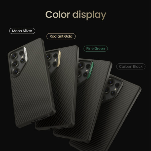 Nillkin Premium Aramid Synthetic Fiber Pro Magnetic case for S25 Ultra -Black, Green, Silver, Gold (Variations) - Image 6