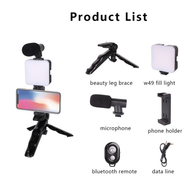Kaliou AY-49 4-in-1 Mini Flexible Proffessional Video Making Selfie Stick Vlogging Kit - Image 6