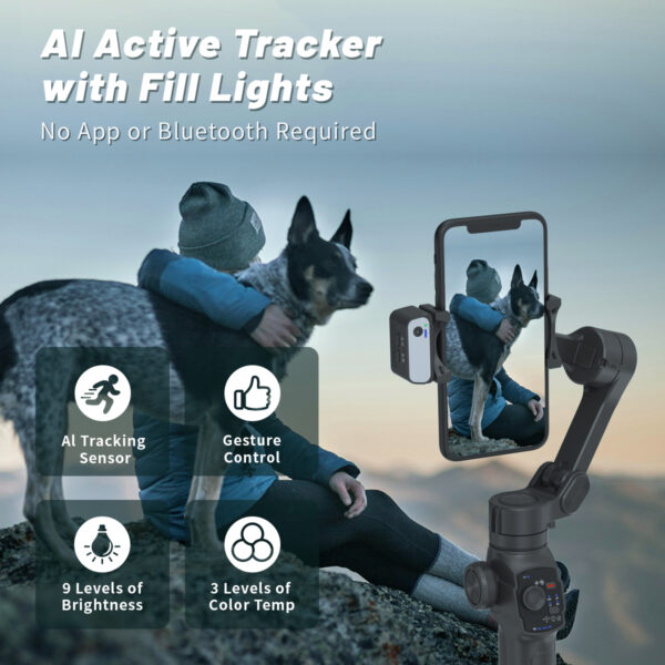 L9 3 Axis Foldable Phone Gimbal Stabilizer with Built in Extension Rod & AI Tracking Module - Image 6