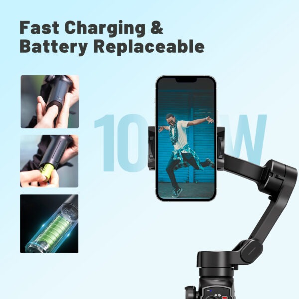 L9 3 Axis Foldable Phone Gimbal Stabilizer with Built in Extension Rod & AI Tracking Module - Image 3