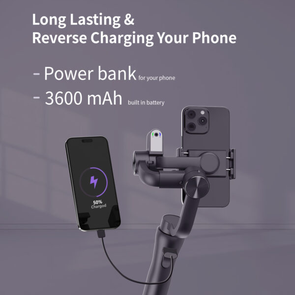S5Pro 3 Axis Gimbal Handheld Phone Stabilizer with AI Tracker & Tripod Stand - Image 5