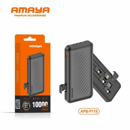 Amaya APB-P119 10,000mAh Power Bank with Built in Cables