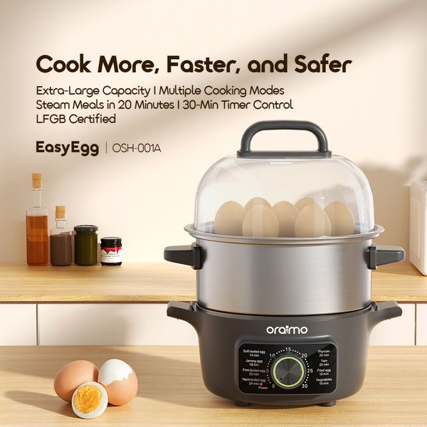 Oraimo EasyEgg OSH-001A 14 Egg Capacity LFGB Certified Electric Egg Steamer & Fry 2 Oraimo EasyEgg OSH-001A 14 Egg Capacity LFGB Certified Electric Egg Steamer & Fry - Image 2
