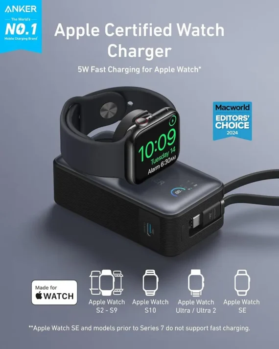 Anker MagGo Power Bank 10,000mAh 10k, 30W with Built in USB-C cable, Made for Apple Watch 7 Anker MagGo Power Bank 10,000mAh 10k, 30W with Built in USB-C cable, Made for Apple Watch - Image 7