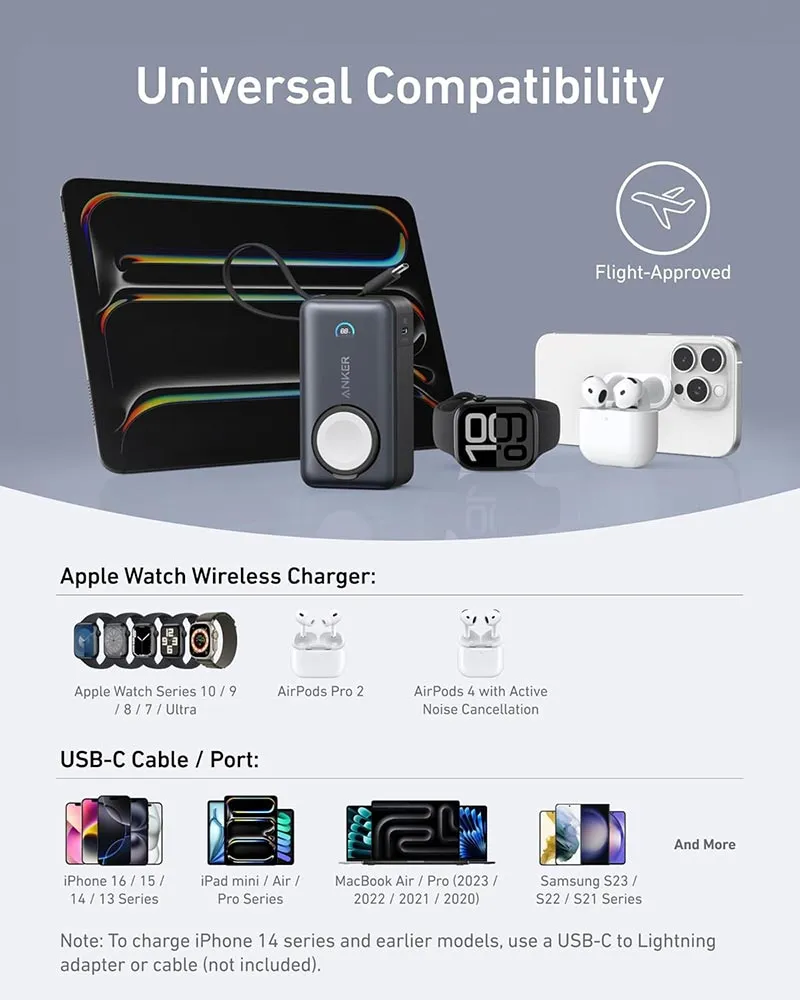 Anker MagGo Power Bank 10,000mAh 10k, 30W with Built in USB-C cable, Made for Apple Watch 3 Anker MagGo Power Bank 10,000mAh 10k, 30W with Built in USB-C cable, Made for Apple Watch - Image 3