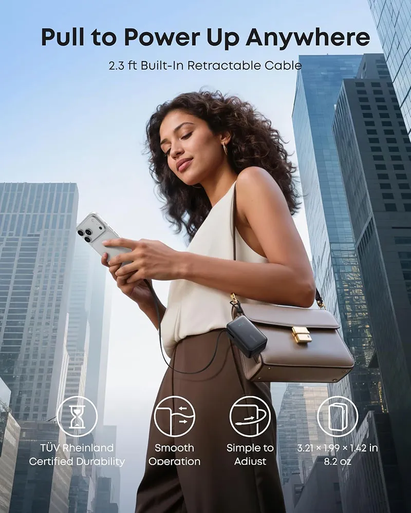 Anker Nano Power Bank (10K, 45W, Built-In Retractable USB-C Cable) – A1638H11 – Black 5 Anker Nano Power Bank (10K, 45W, Built-In Retractable USB-C Cable) – A1638H11 – Black - Image 5