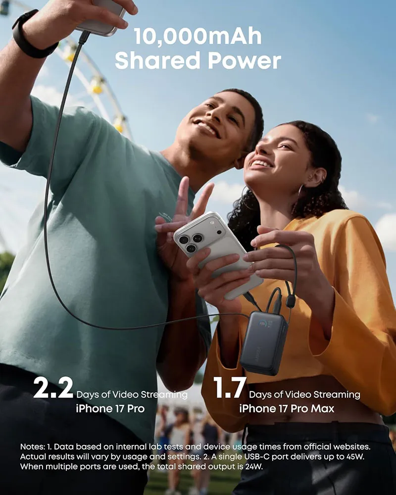 Anker Nano Power Bank (10K, 45W, Built-In Retractable USB-C Cable) – A1638H11 – Black 4 Anker Nano Power Bank (10K, 45W, Built-In Retractable USB-C Cable) – A1638H11 – Black - Image 4