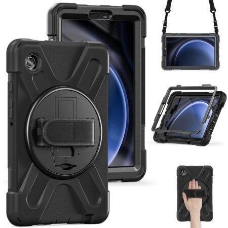 Samsung Galaxy Tab A9 8.7 inch Shockproof Heavy Duty Full Body Protection Cover Case with Strap