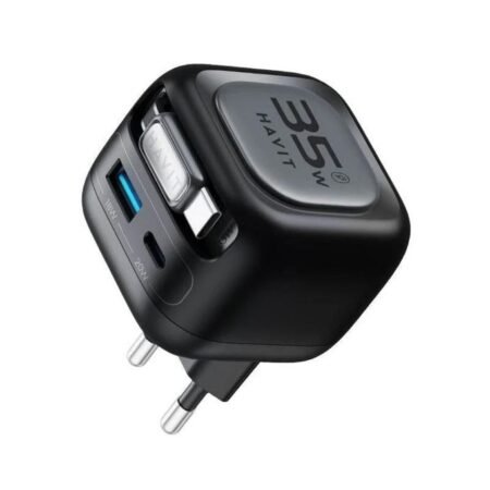 Havit UC250 35W Gan fast charging travel charger with stretch cable and Apple watch charger
